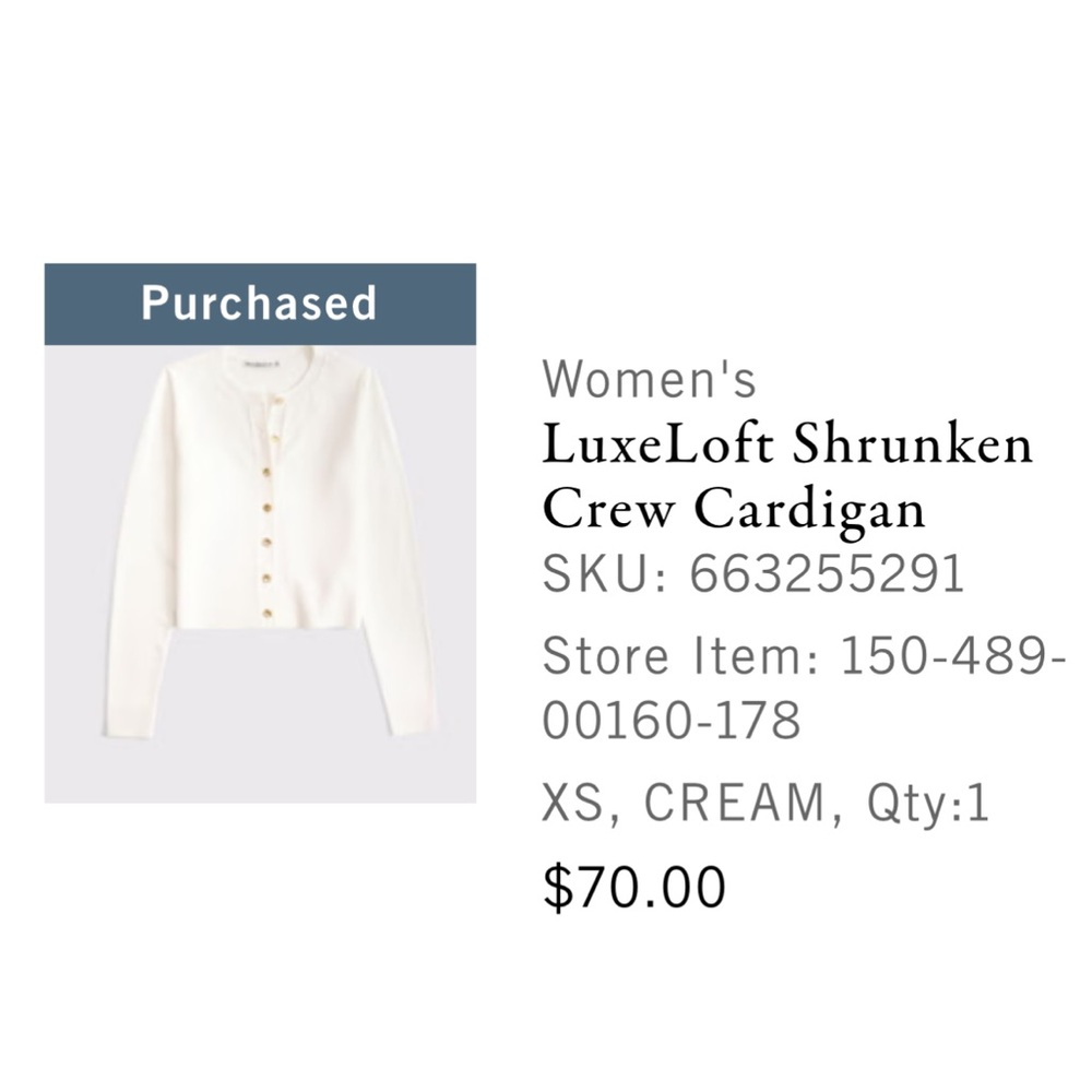 Abercrombie Women's Cream Crew Cardigan